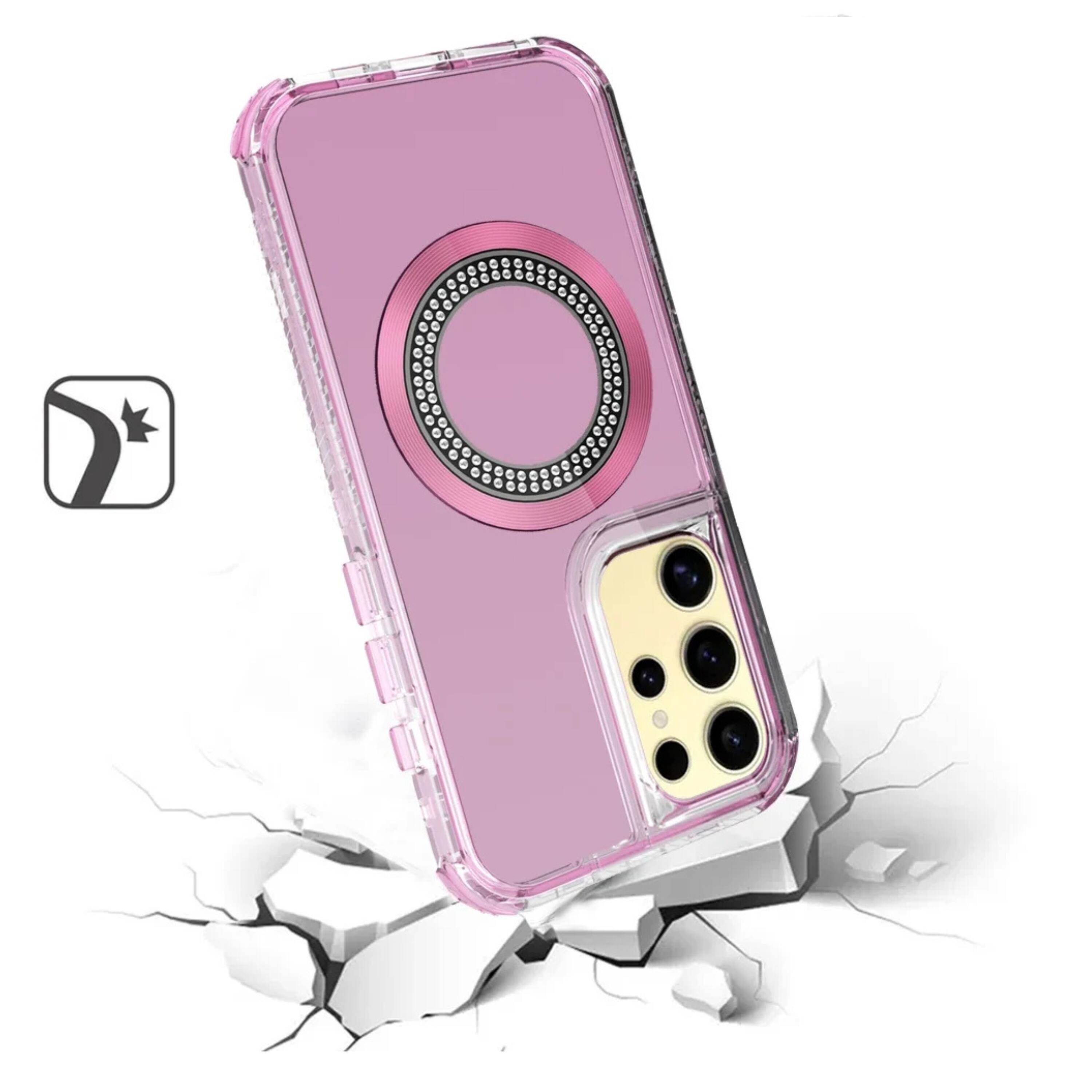 Angle. Kitcheniva - Dual Layer Crystal Shockproof Phone Case For Samsung Galaxy S25 Ultra Pink - Pink.