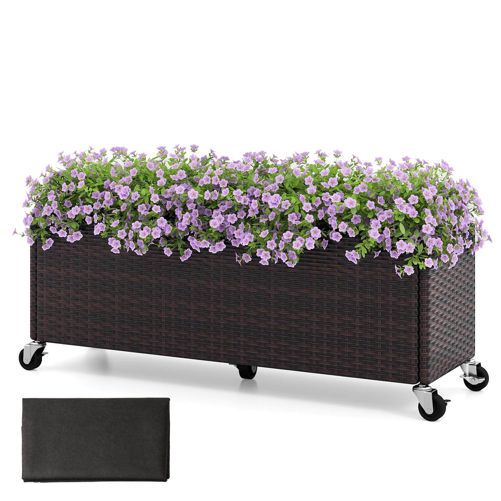 Costway - 1 PCS Raised Garden Bed All-Weather PE Rattan Wicker Patio Planter Box with Wheels - Brown price history on PriceWatchPro