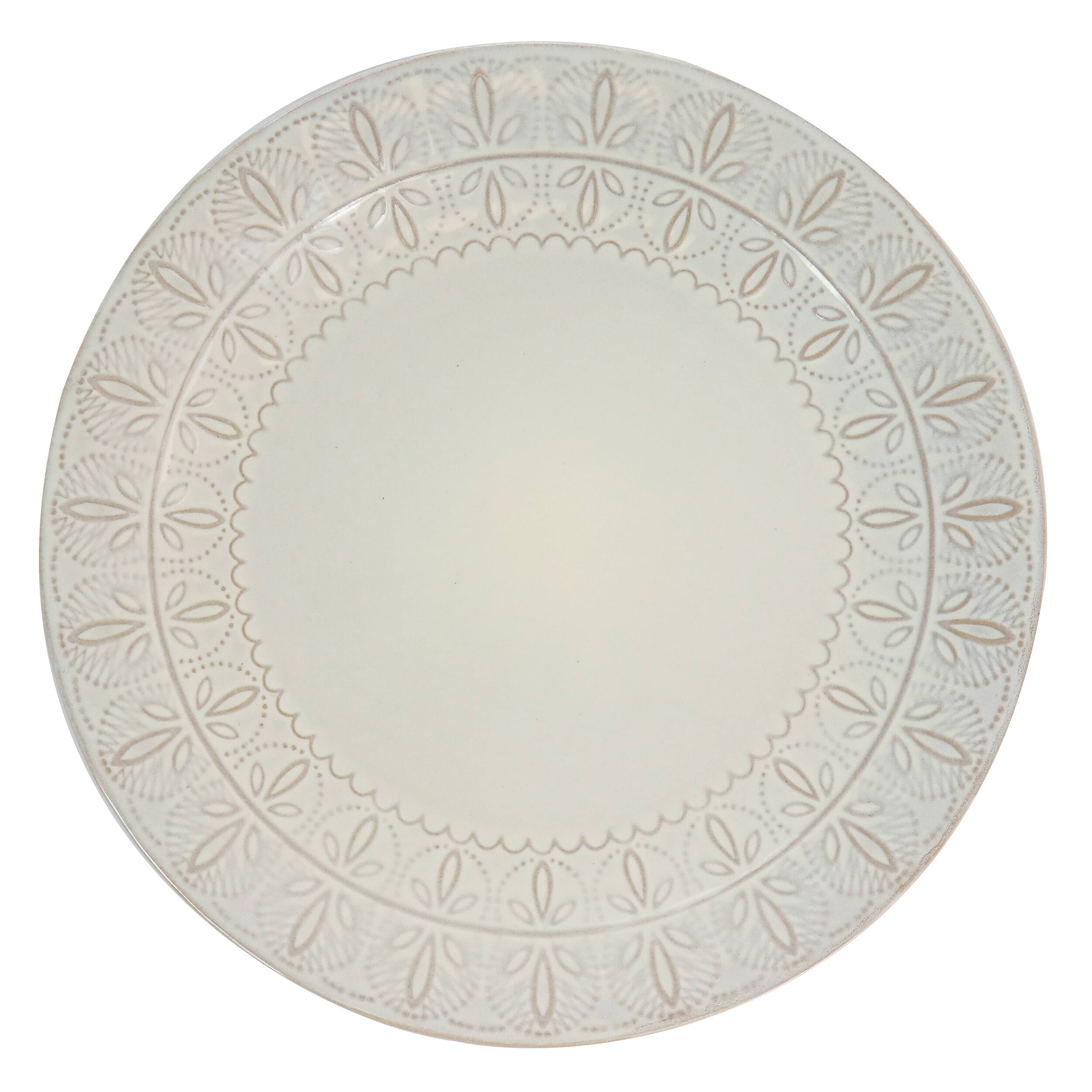 Alt View 9. Elama - Elama White Lace 16 Piece Luxurious Stoneware Dinnerware with Complete Setting for 4 - White.