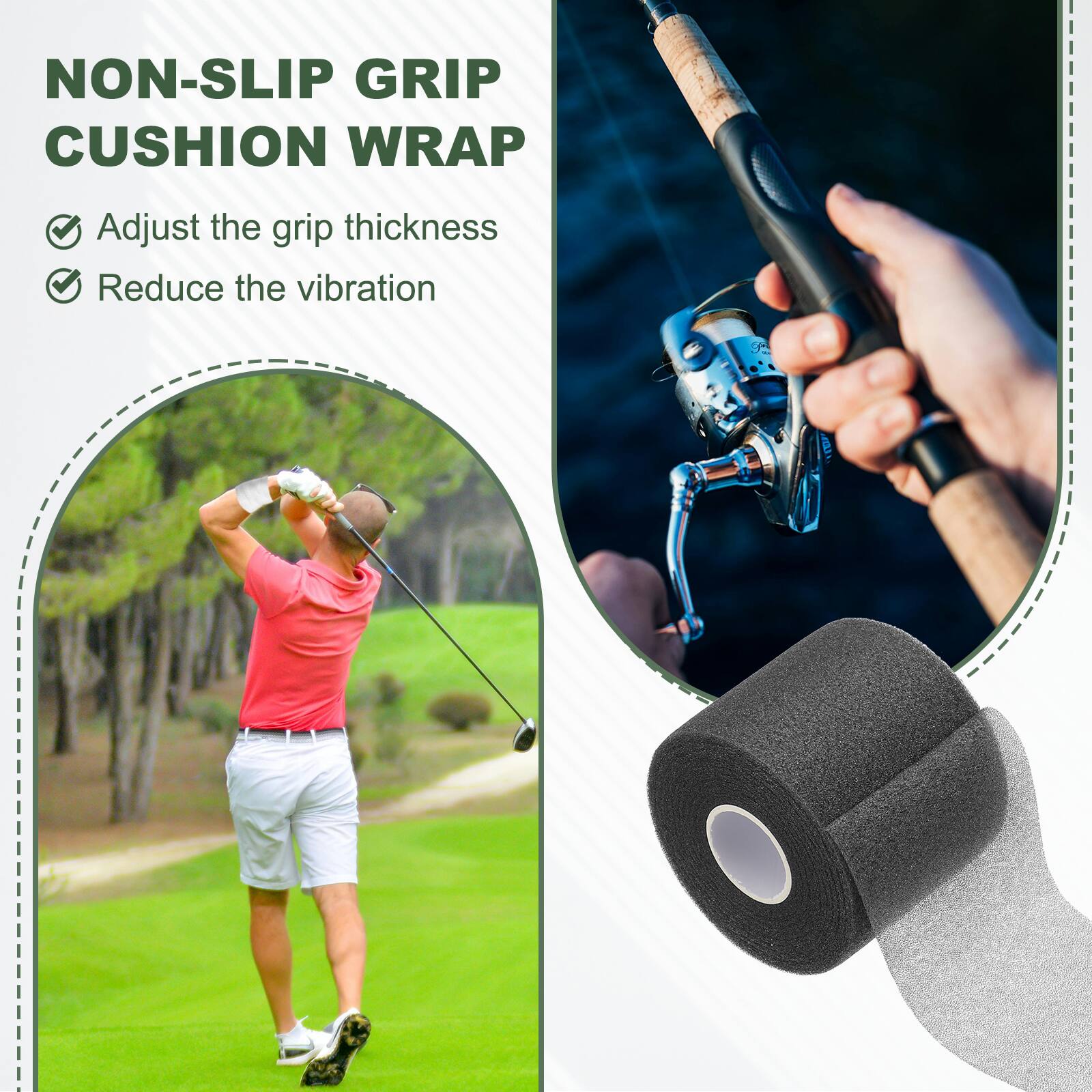 NON-SLIP GRIP CUSHION WRAP

- Adjust the grip thickness
- Reduce the vibration