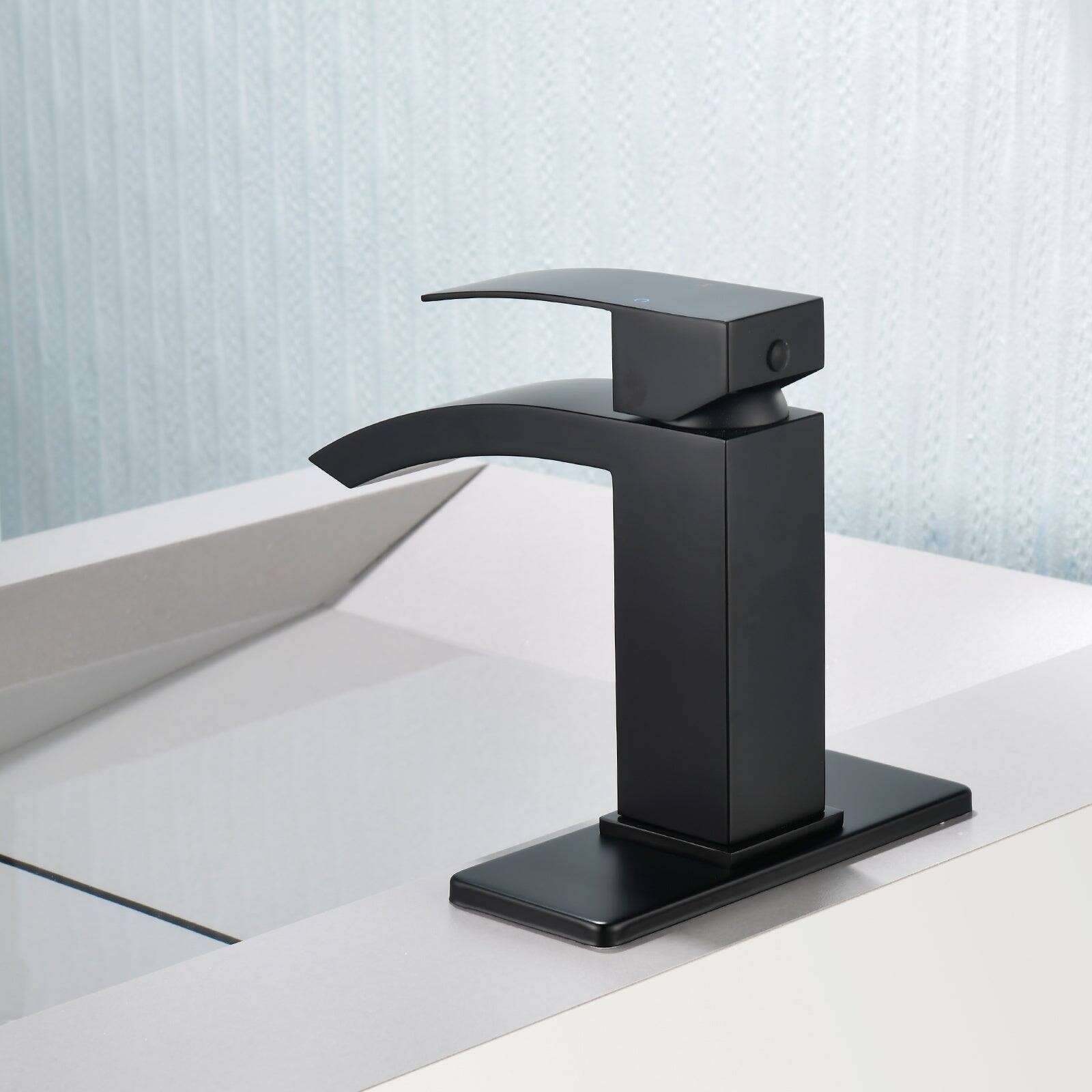 Alt View 4. Boyel Living - Black Faucet SUS304 Waterfall Spout cUPC Cartridge 60cm Supply Line Pop Up Drain - Matte Black.