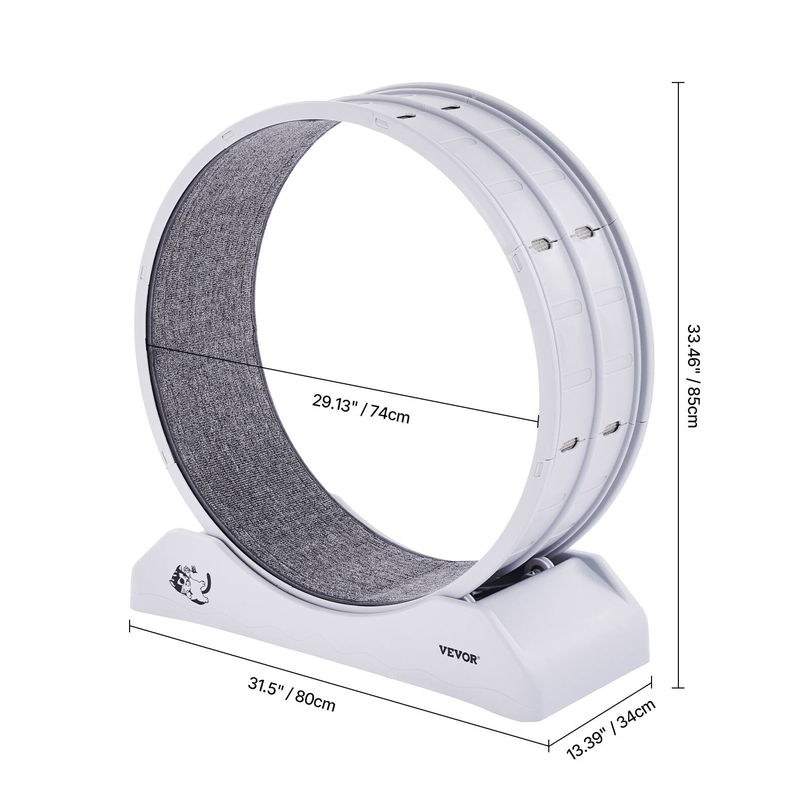 29.13" / 74cm  
33.46" / 85cm  
31.5" / 80cm  
13.39" / 34cm