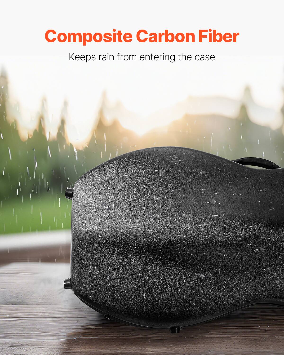 Composite Carbon Fiber  
Keeps rain from entering the case