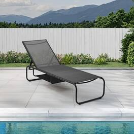 Ainfox - Patio Lounge Chair Chaise Lounge for Patio, Beach, Pool Grey Brown - Black