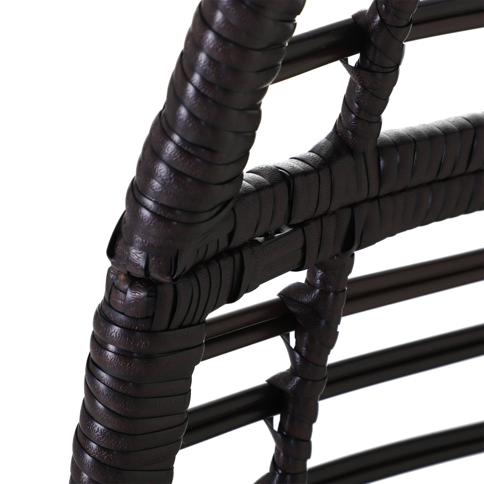 Alt View 7. Outsunny - Patio Wicker Egg Chair w/ Soft Cushion, Teardrop Cuddle Seat, Outdoor / Indoor Patio Chair, PE Plastic Rattan Furniture - Beige.