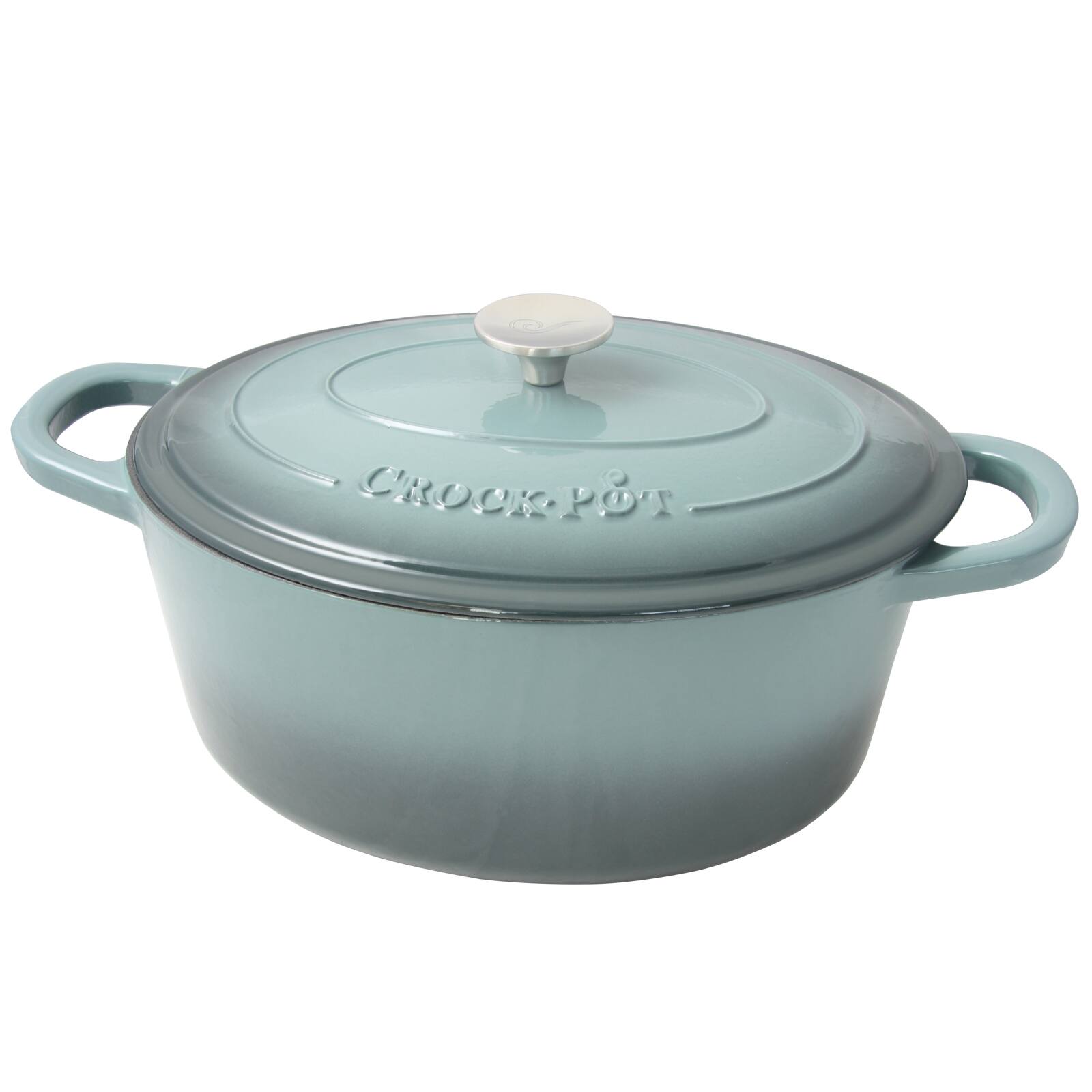 Alt View 3. Gibson - Crock Pot Artisan 5 Quart Round Enameled Cast Iron Dutch Oven in Slate Gray - Slate Gray.