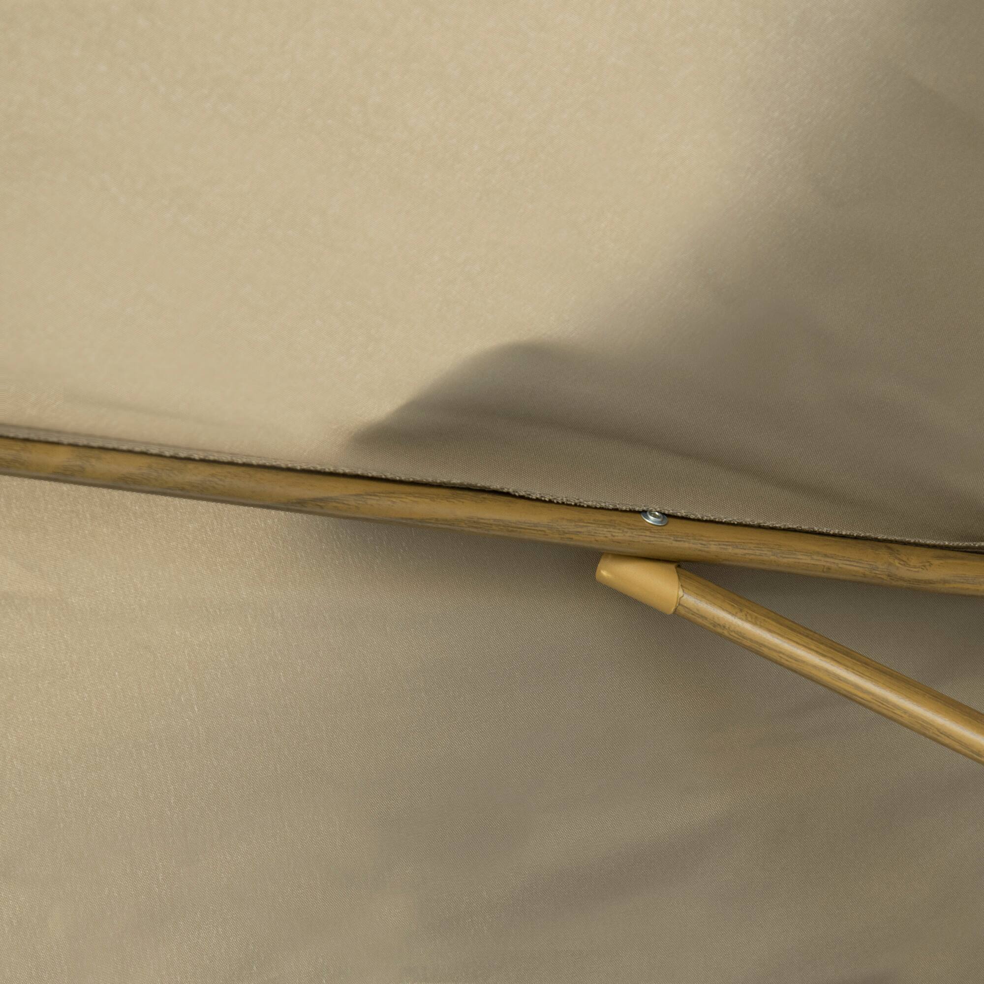 Alt View 8. Outsunny - 9' Patio Umbrella with Push Button Tilt and Crank, Double Top Ruffled Outdoor Market Table Umbrella with 8 Ribs - Brown.