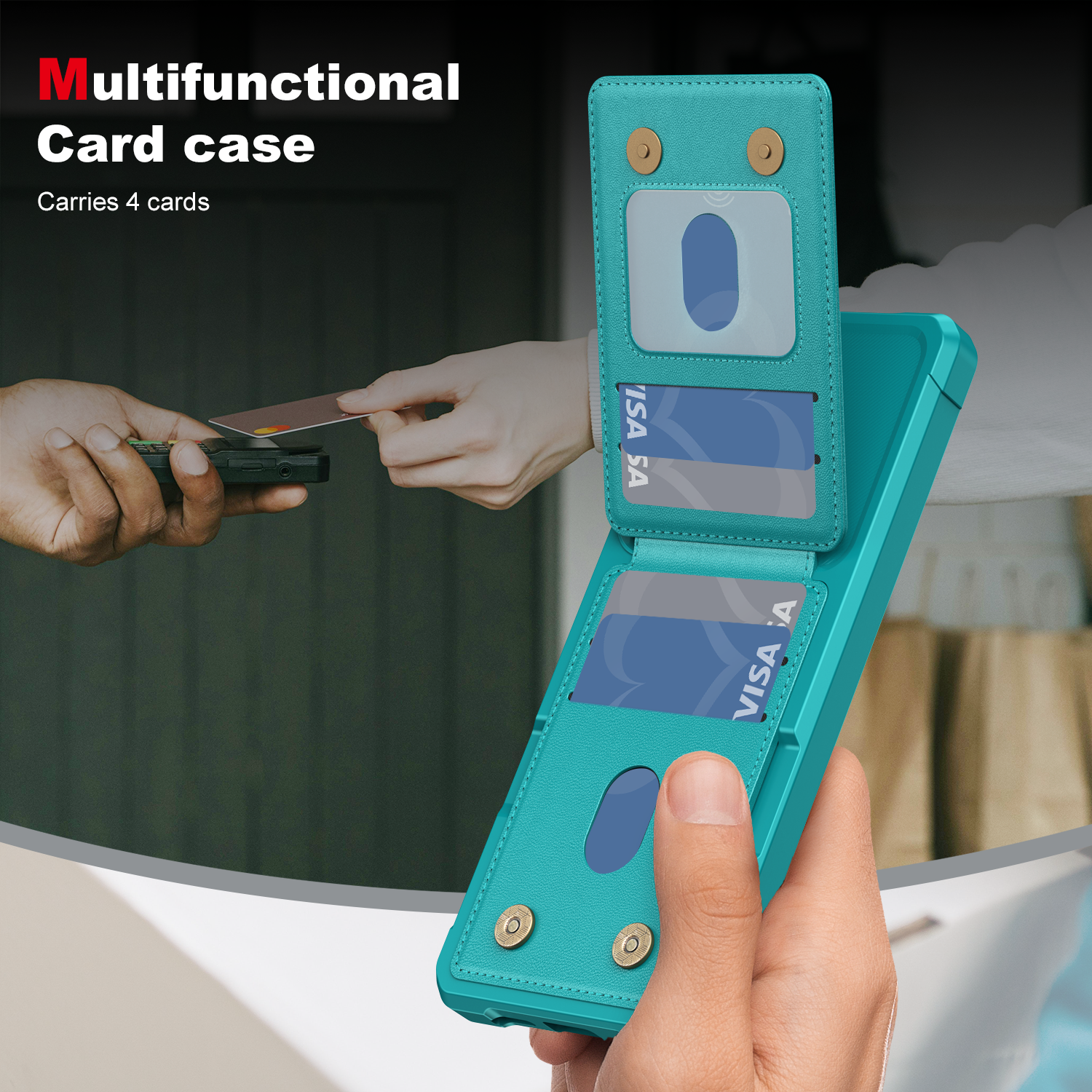 Multifunctional Card case  
Carries 4 cards  

Q ISA SA A VISA