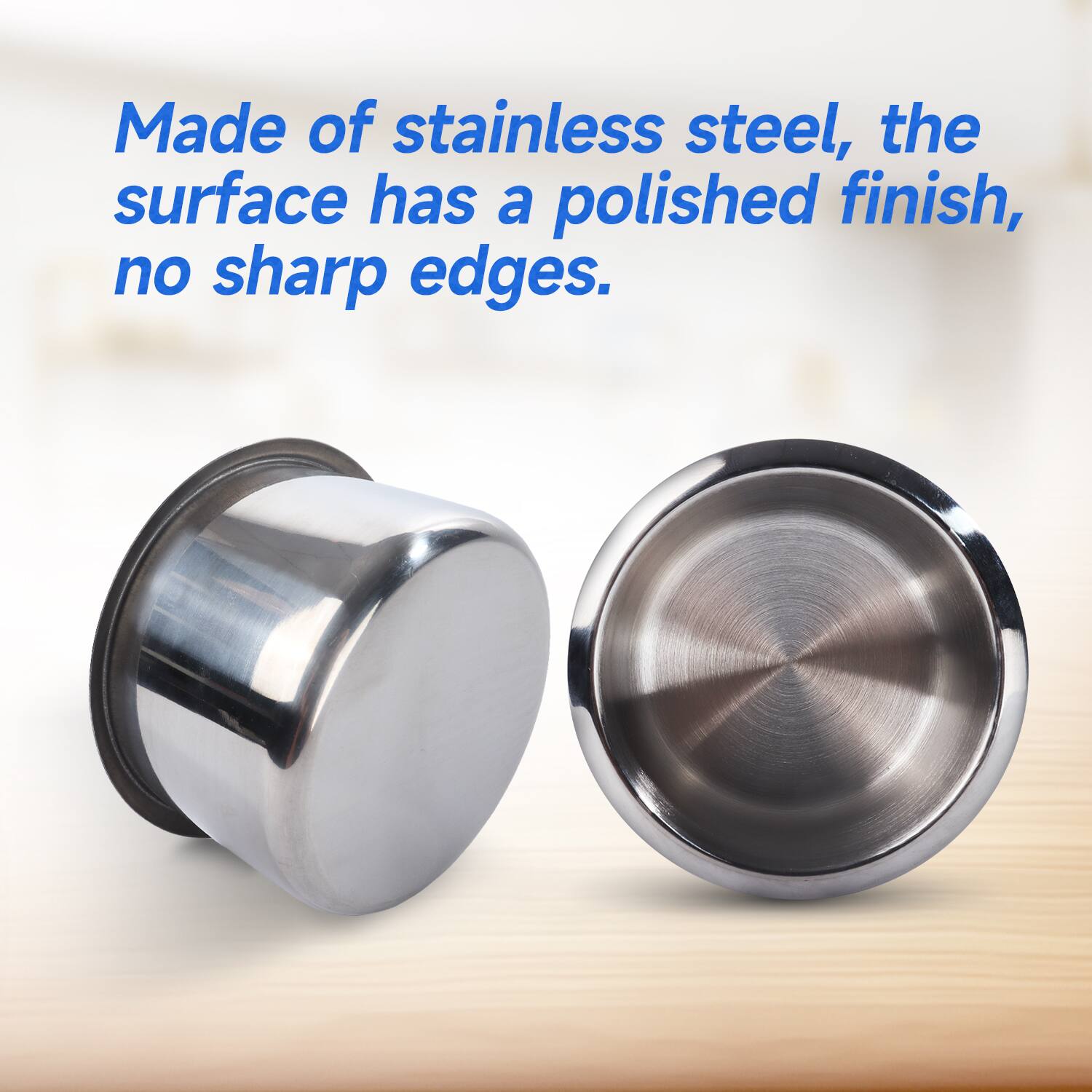 Made of stainless steel, the surface has a polished finish, no sharp edges.