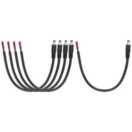 Unique Bargains - 5pcs DC Power Pigtails Cable, 5.5x2.5mm Male to Bare Wire, 30cm, for CCTV Camera, DVR, LED Strip - Black