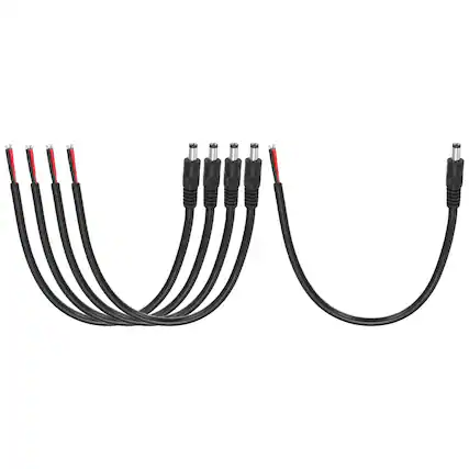 Front. Unique Bargains - 5pcs DC Power Pigtails Cable, 5.5x2.5mm Male to Bare Wire, 30cm, for CCTV Camera, DVR, LED Strip - Black.