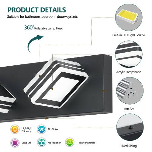 PRODUCT DETAILS  
Suitable for bathroom, bedroom, doorways, etc.  
360° Rotatable Lamp Head  
Built-in LED Light Source  
Acrylic Lampshade  
Iron Art  
High Light Efficiency  
No Ricker  
Long Life  
No Radiation  
High Brightness  
Fixed Siding