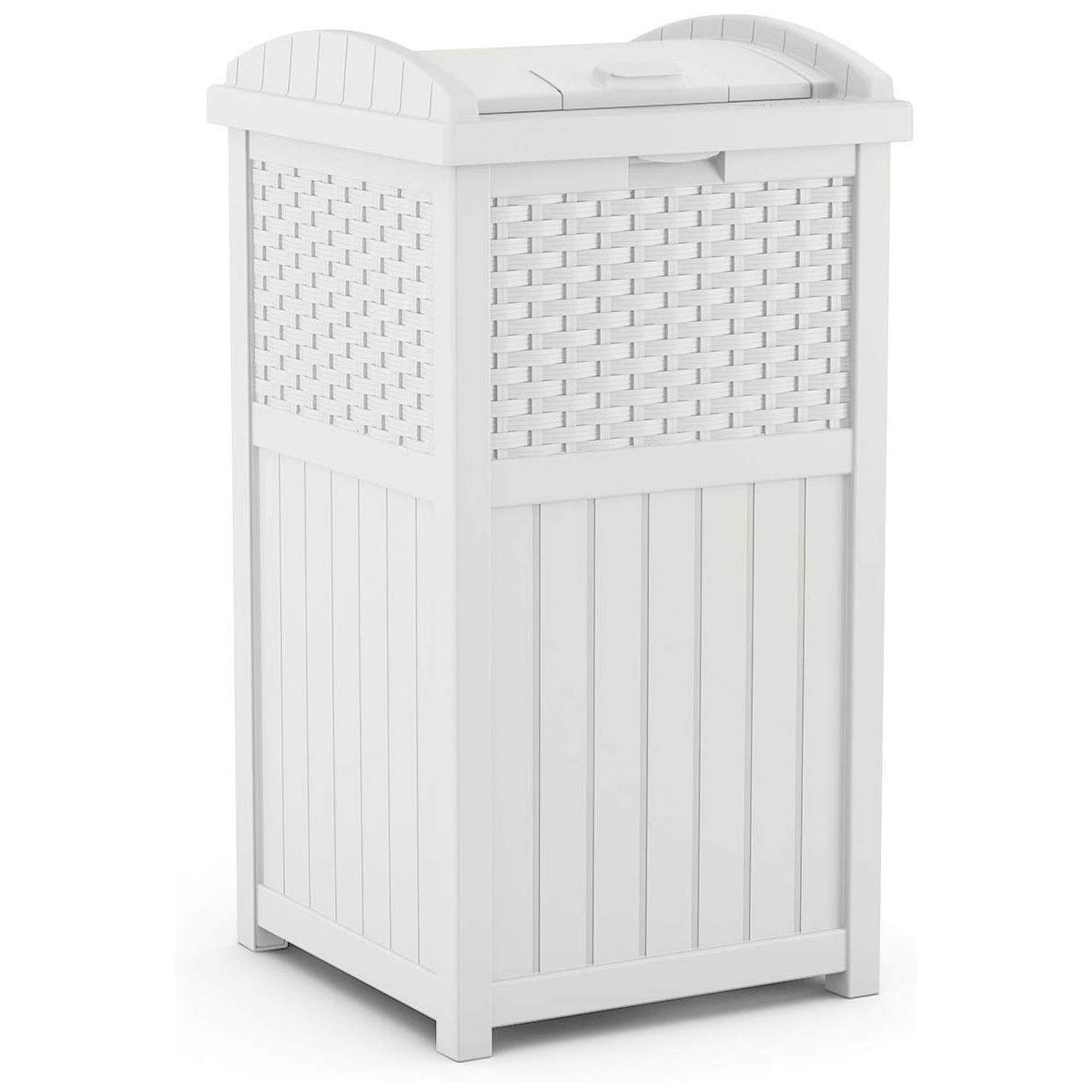 Alt View 1. Suncast - Suncast Trash Can Hideaway Outdoor 33 Gallon Garbage Waste Bin, White (4 Pack) - White.