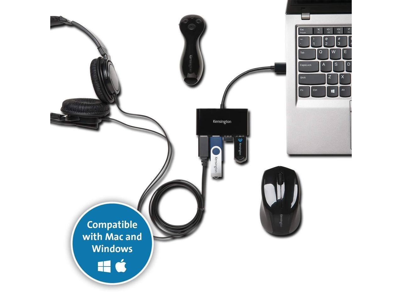 End Fcas K - - - - .. x Kensington, Tab Capel oCK Shin I 1 . d 2 3 Q W E A S D Z x Fn CH AR Kensington Kensington Kensinglon Compatible with Mac and Windows