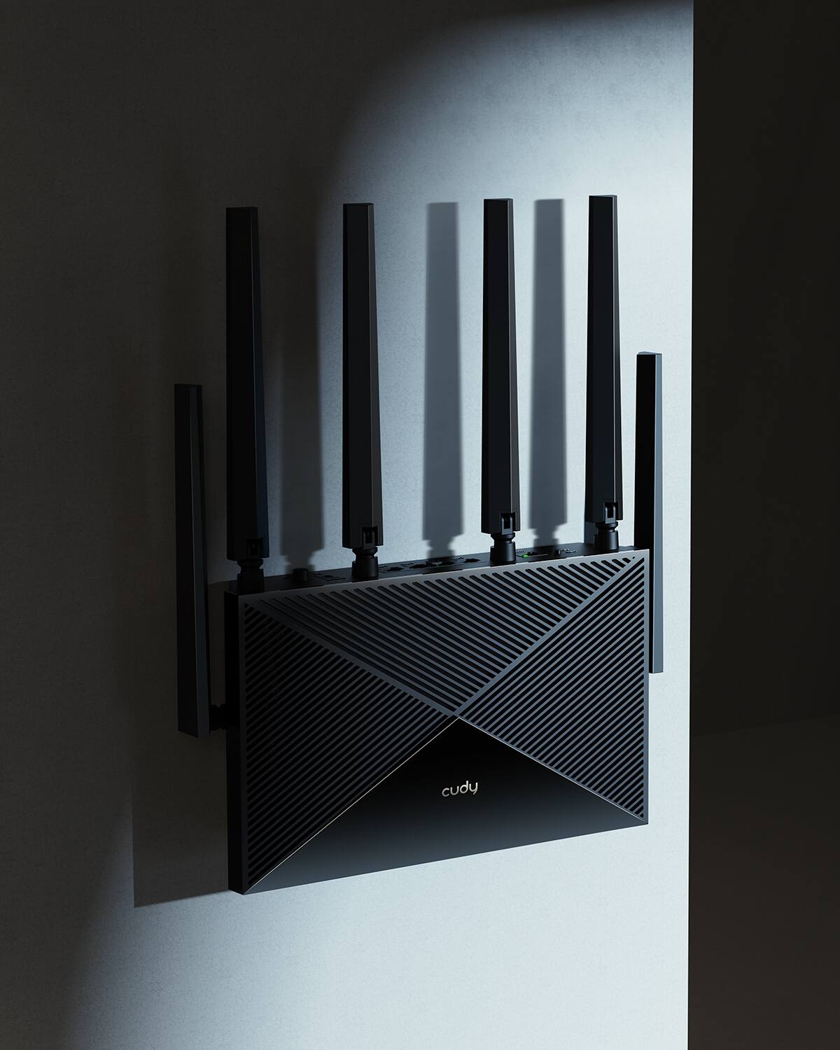 Alt View 6. Cudy - Cudy Tri-Band Wi-Fi 7 BE11000 Router, 6-Stream 10 Gbps, 4×2.5G Ports, Up to 11000Mbps, VPN, APP, 6×High-gain Antennas - black.