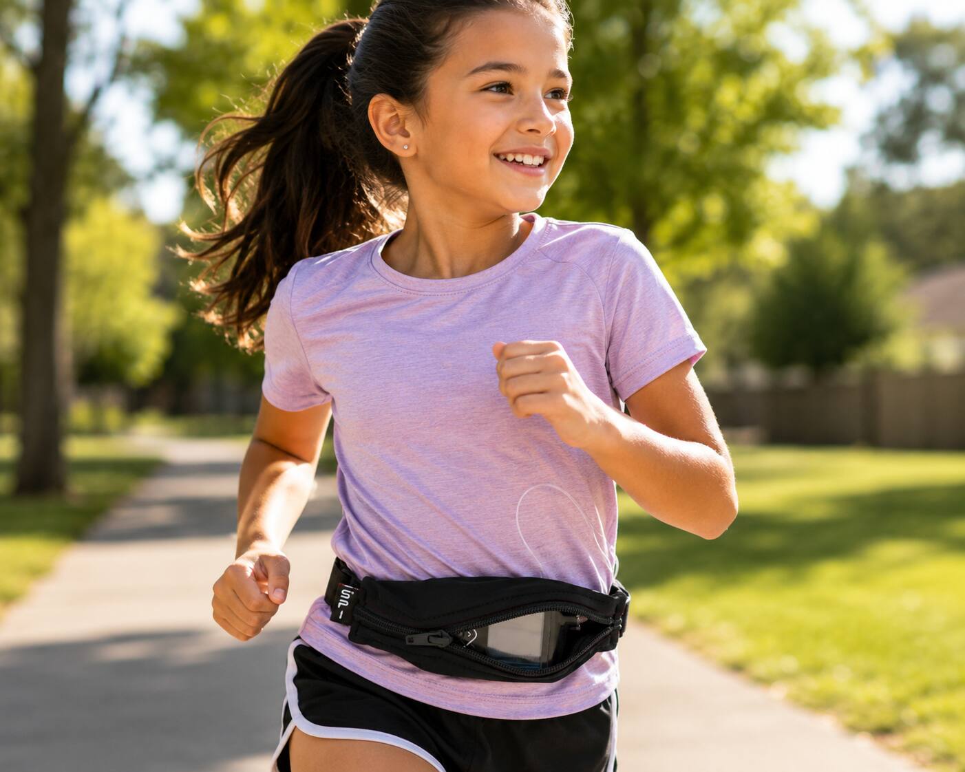 Angle. SPIBelt - Children's Running Belt - Black.