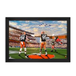 Sporticulture - Mason Graham and Myles Garrett Cleveland Browns Framed Two-Player Art Print - Brown