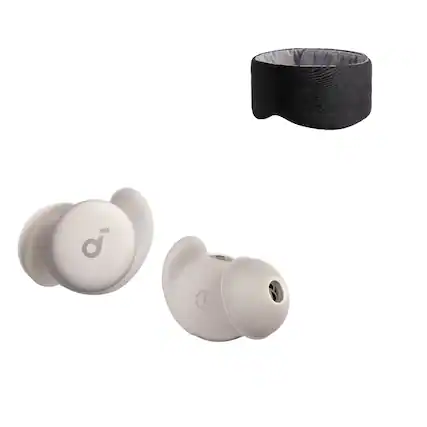 Front. Soundcore - Sleep A20 Earbuds Set by Anker with Breescape Cooling Eye Mask,Side Sleeper Comfort, 80H Playtime - Slumber Beige.