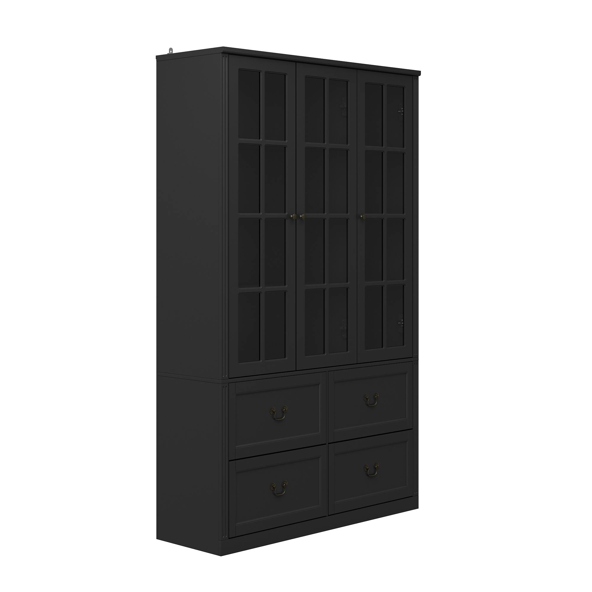Angle. FUFU & GAGA - FUFU&GAGA Classic Glass-Door Buffet Safe & Stylish Storage Sideboards for Dining & Kitchen - Black.
