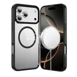 Kitcheniva - Shockproof Premium Magnetic Circle Phone Case With Tempered Glass For iPhone 17 Pro Max - Black