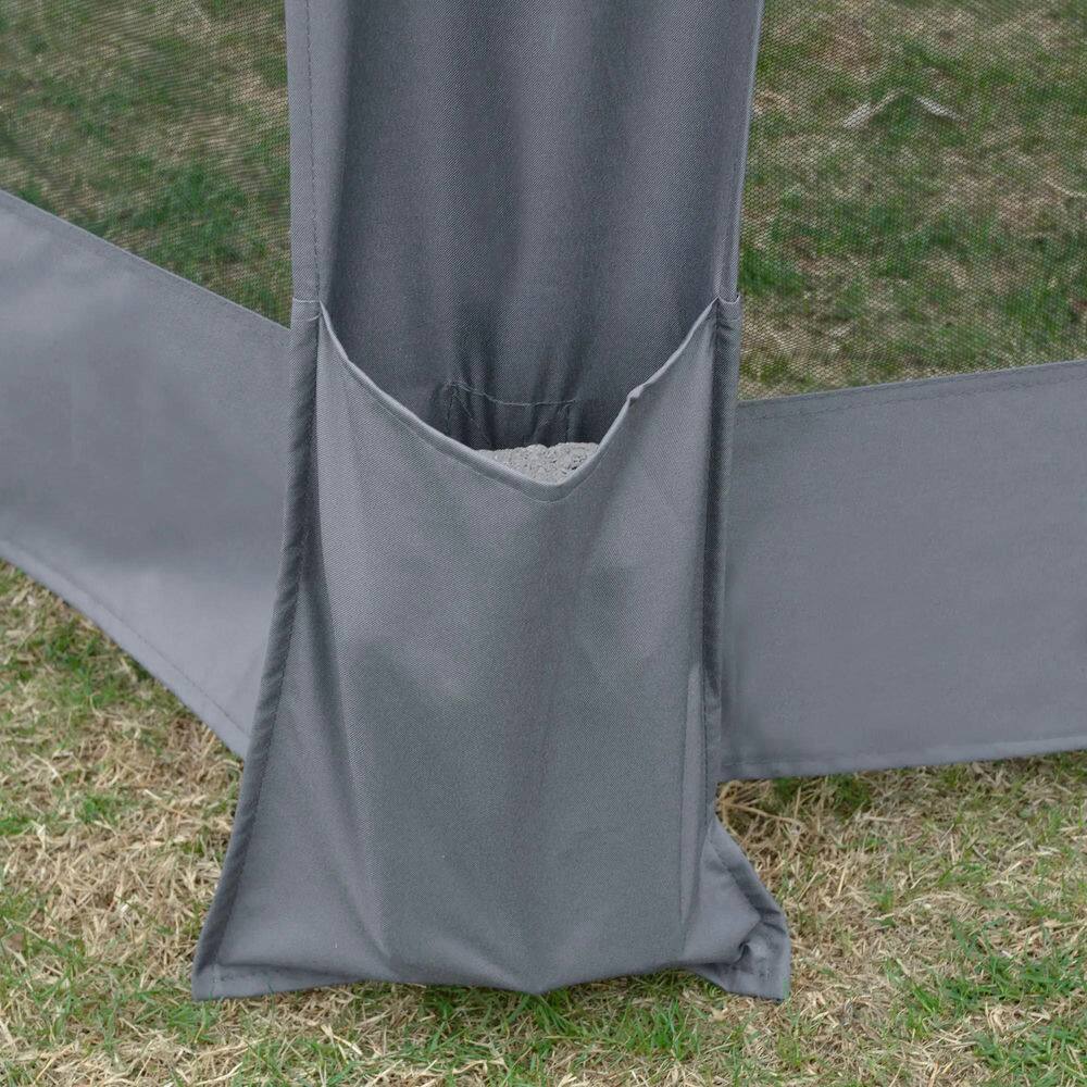 Alt View 5. Spaco - Spaco 13' x 11' Hexagonal Pop Up Gazebo,6 Sidewall Netting,Adjustable Height - Dark Grey.