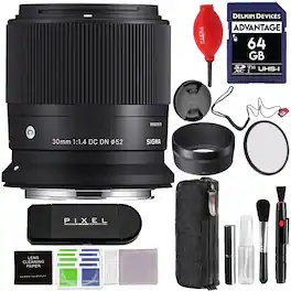 Sigma - 30mm f/1.4 DC DN Contemporary Lens for Canon RF Mount with Advanced Accessory and Travel Bundle | 30mm f1.4 canon - Black
