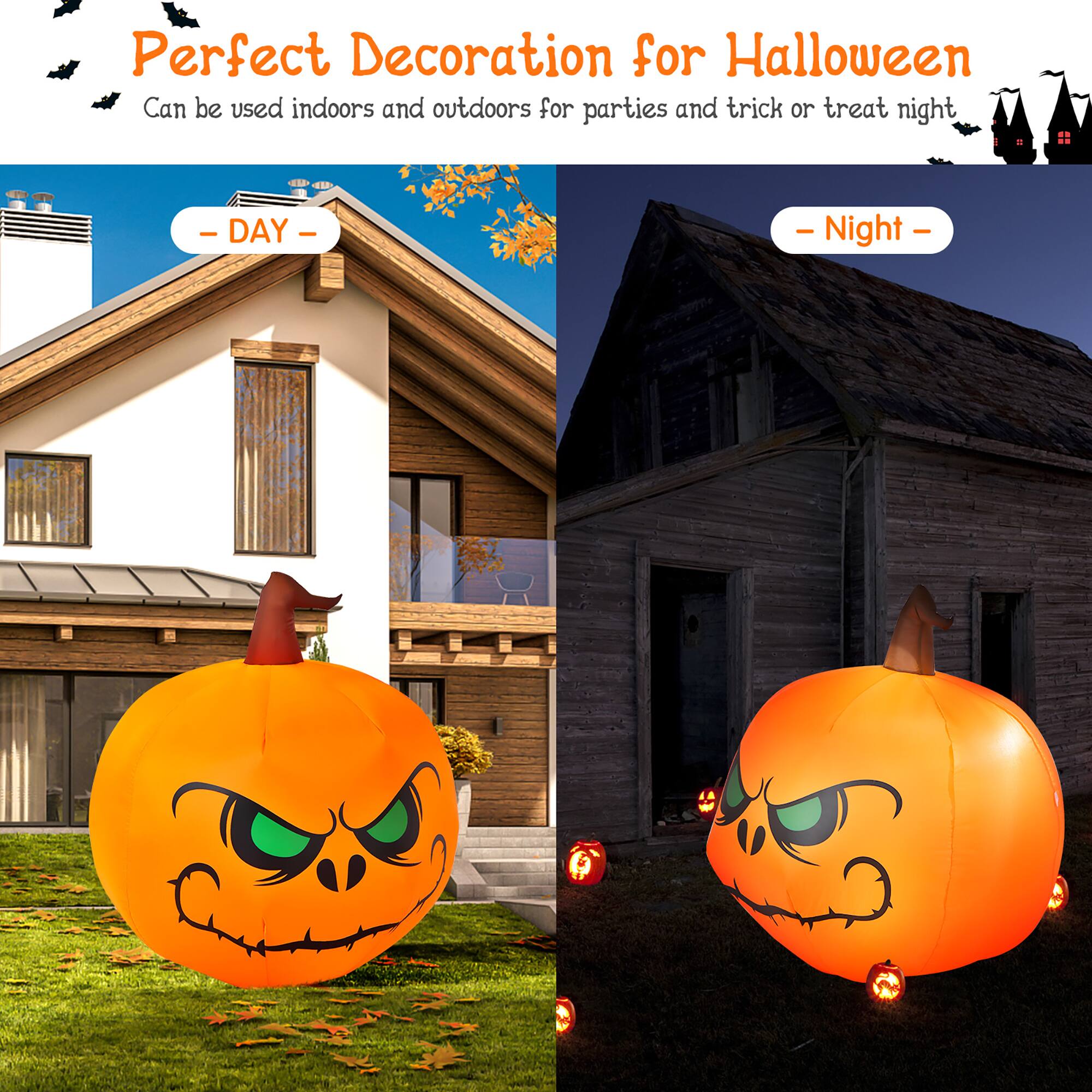 Perfect Decoration for Halloween: Can be used indoors and outdoors for parties and trick or treat night - DAY - - - - Night - -