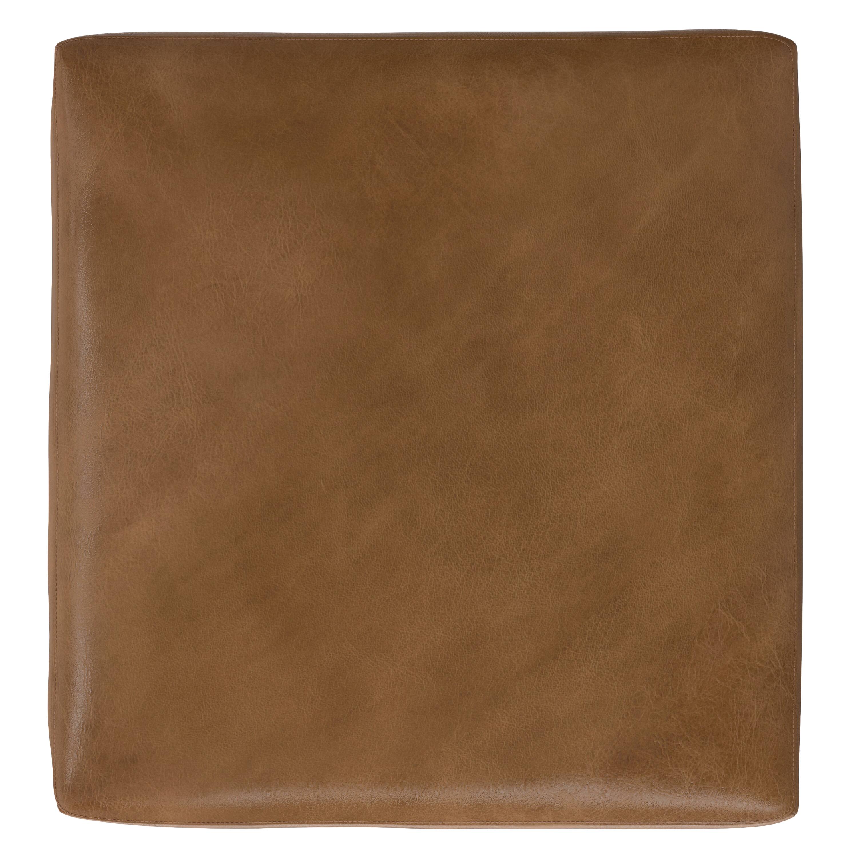 Back. Simpli Home - Rex Ottoman in Genuine Leather - Caramel Brown.