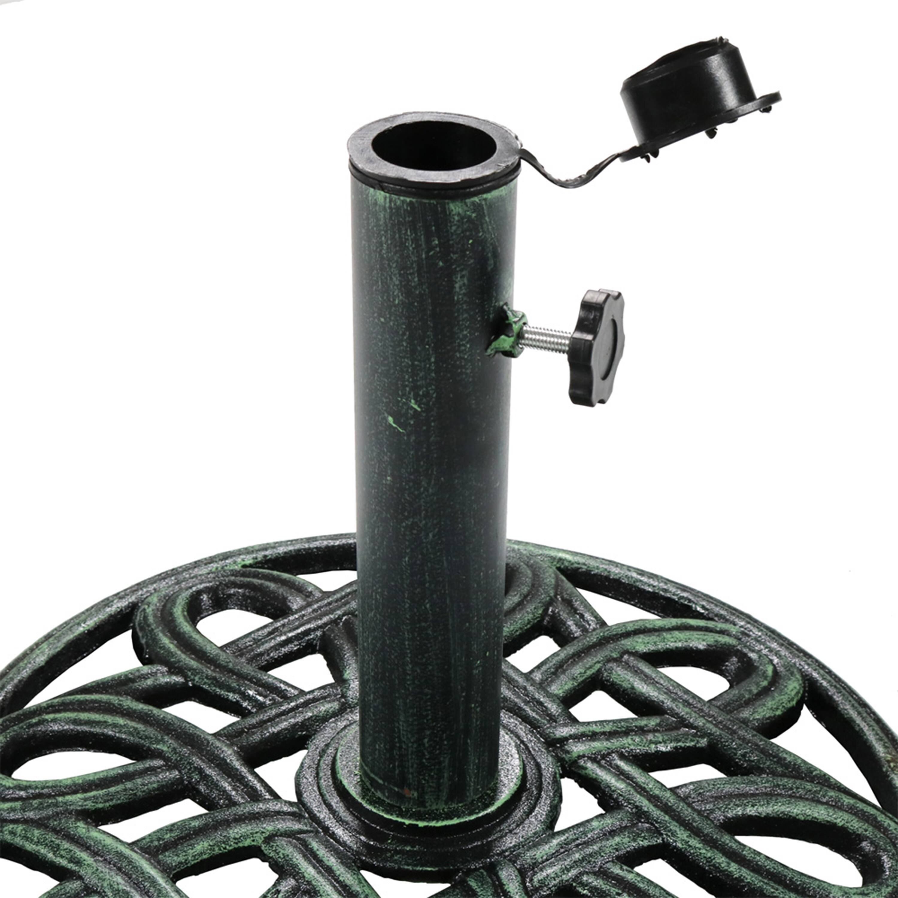 Alt View 5. Sunnydaze - 17 in Lattice Cast Iron Round Patio Umbrella Base - Green.
