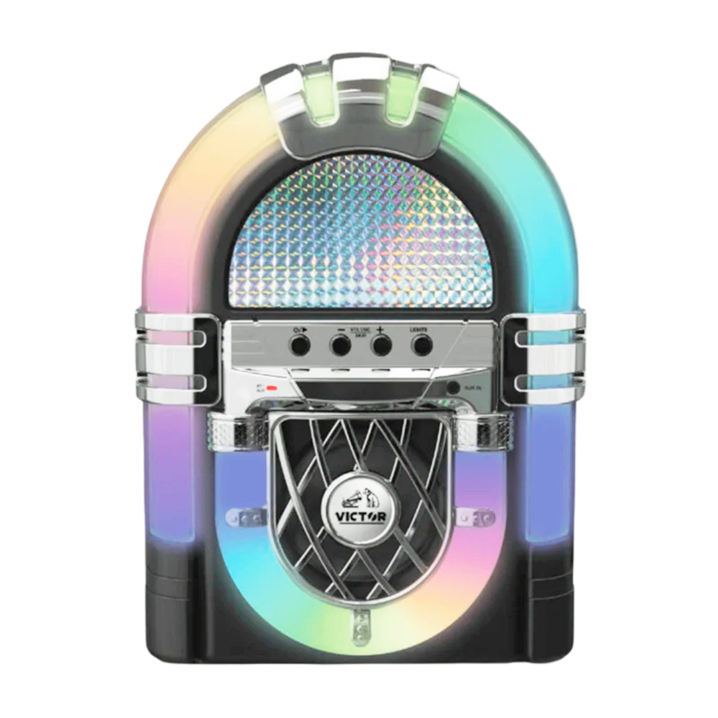 Alt View 2. Victor - Victor Mini Bluetooth Jukebox with Multicolor LED Lighting - Black and Multi.