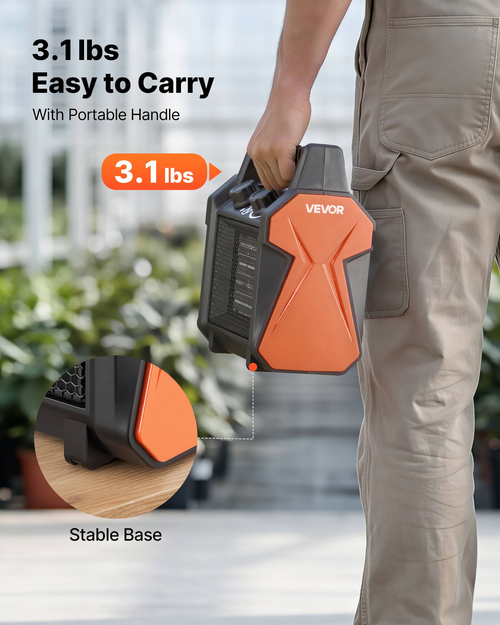 3.1 lbs Easy to Carry With Portable Handle

3.1 lbs

VEVOR

Stable Base