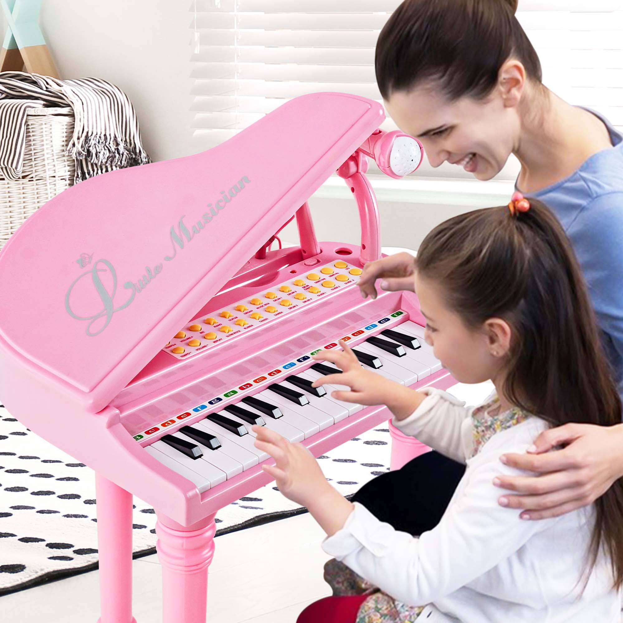Alt View 13. Costway - 31 Keys Kids Piano Keyboard Toy Toddler Musical Instrument with Stool & Microphone - Pink.