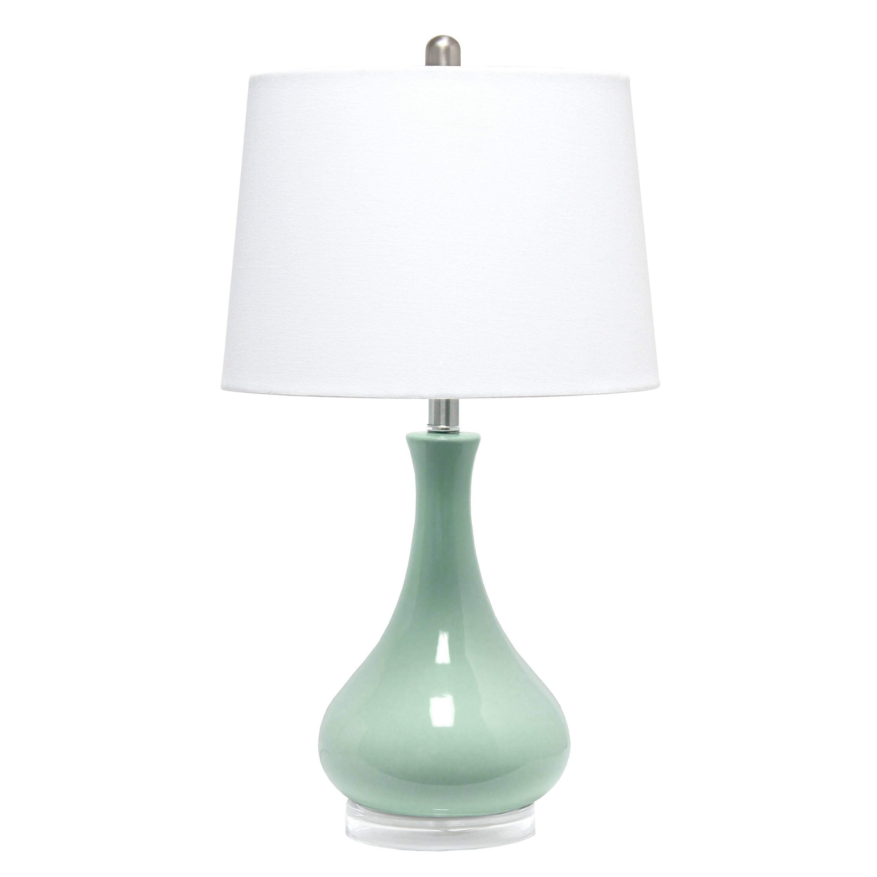 Front. Lalia Home - Droplet Table Lamp with Fabric Shade - Aqua.