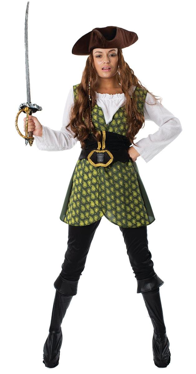 Front. Angels Costumes - Swashbuckling Pirate Women's Costume - Small - Green.