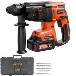 VEVOR - 20V Brushless Cordless Hammer Drill, Lithium-Ion 1 Inch Rotary Hammer Driver - Orange;Black