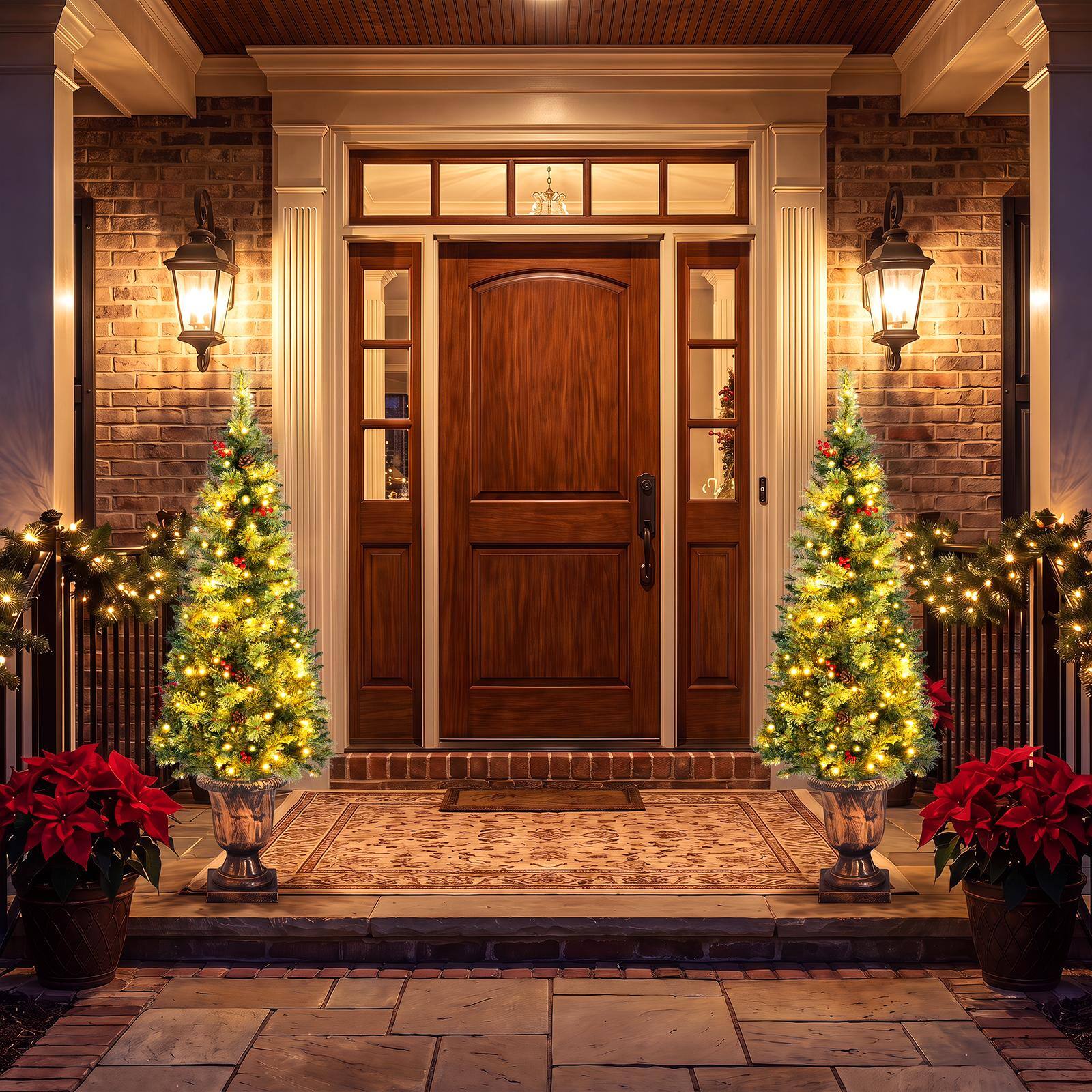 Alt View 3. Costway - Costway 2PCS 5 ft Artificial Xmas Tree with 260 Branch Tips, 12 Pine Cones, 100 LED Lights Green 2 pcs - Green.