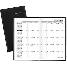 AT-A-GLANCE - 2026 DayMinder 3.5" x 6" Monthly Planner, Plastic Cover - Black