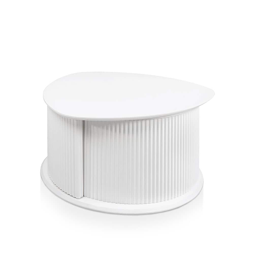 Photos - Coffee Table Triangle Furniture of America - Talo Fluted Pedestal  Storage  - White 