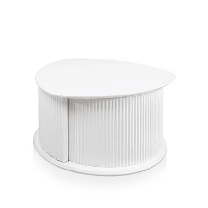 Front. Furniture of America - Talo Fluted Pedestal Triangle Storage Coffee Table - White.