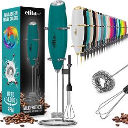 Zulay Kitchen - Elitapro Ultra High Speed 2-in-1 Milk Frother - Double Whisk Foam Maker with Detachable Egg Beater - Dark Teal