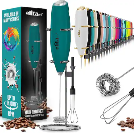 AVAILABLE IN MANY COLORS
elita pro
UP TO 14,000 RPM
MILK FROTHER
YOUR COFFEE JUST GOT BETTER