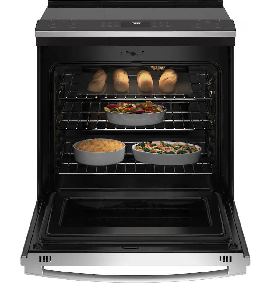 GE Profile 30 in. Wide 5 Elements 5.3 Cu. Ft. Slide In Electric ...