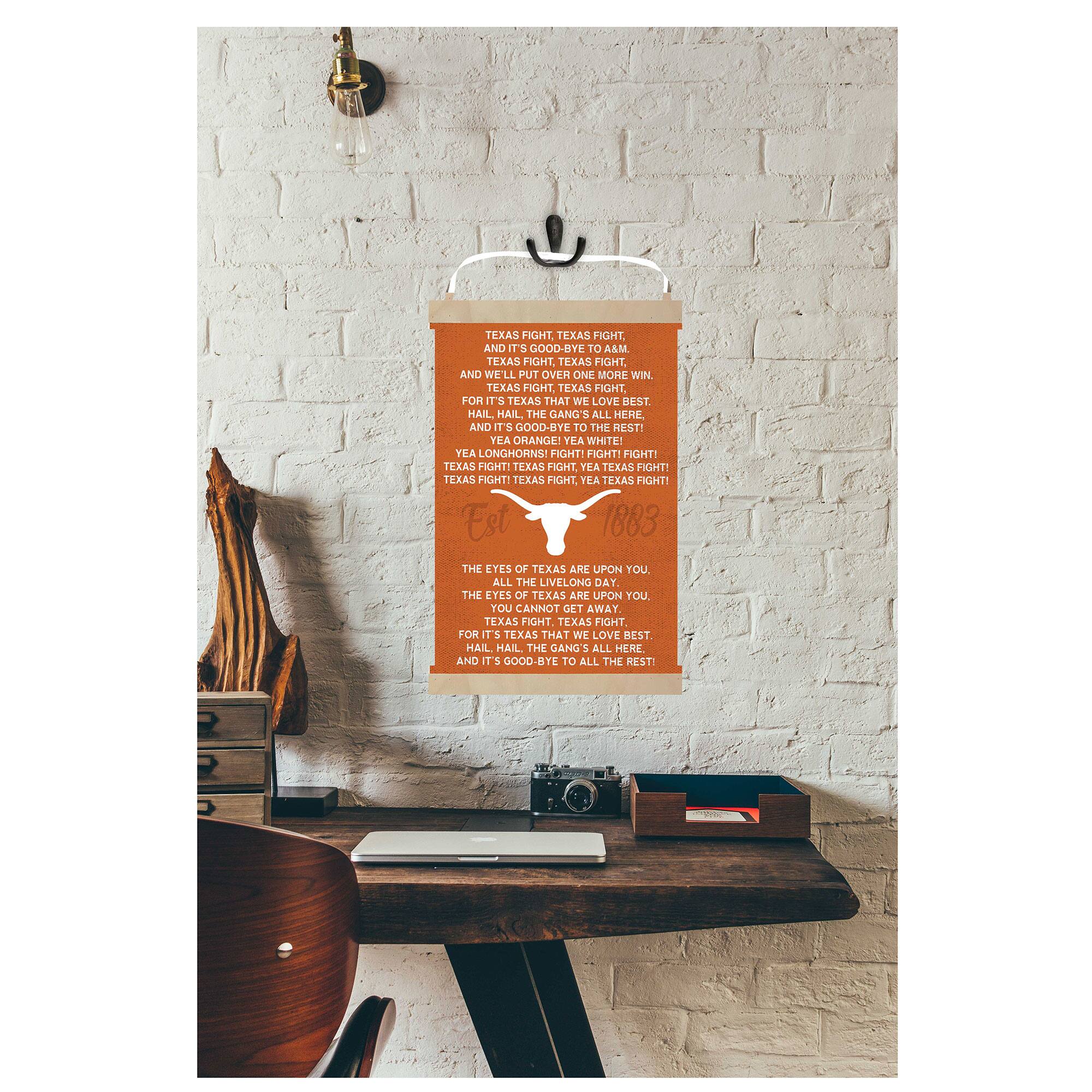 TEXAS FIGHT, TEXAS FIGHT, AND IT'S GOOD-BYE TO A&M. TEXAS FIGHT, TEXAS FIGHT, AND WE'LL PUT OVER ONE MORE WIN. TEXAS FIGHT, TEXAS FIGHT. FOR IT'S TEXAS THAT WE LOVE BEST. HAIL, HAIL, THE GANG ALL HERE, AND IT'S GOOD-BYE TO THE REST! YEA ORANGE! YEA WHITE! YEA LONGHORNS FIGHT! FIGHT! FIGHT! TEXAS FIGHT! TEXAS FIGHT, YEA TEXAS FIGHT! TX FIGHT! THXAS FIGHT, TEA TEXAS FIGHT! Est 1883 THE EYES OF TEXAS ARE UPON YOU ALL THE LIVELONG DAY. THE EYES OF TEXAS ARE UPON YOU, YOU CANNOT GET AWAY. TEXAS FIGHT, TEXAS FIGHT, FOR IT'S TEXAS THAT WE LOVE BEST. HAIL, HAIL THE GANG ALL HERE, AND IT'S GOOD-BYE TO ALL THE REST!