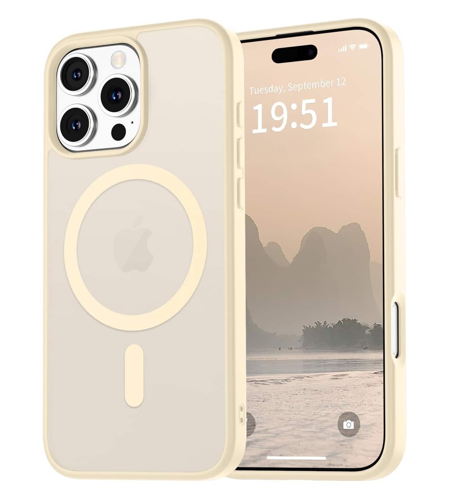 FINEAK - iPhone 16 Pro Max Case-Magnetic Matte Military Drop Protection - Antique White
