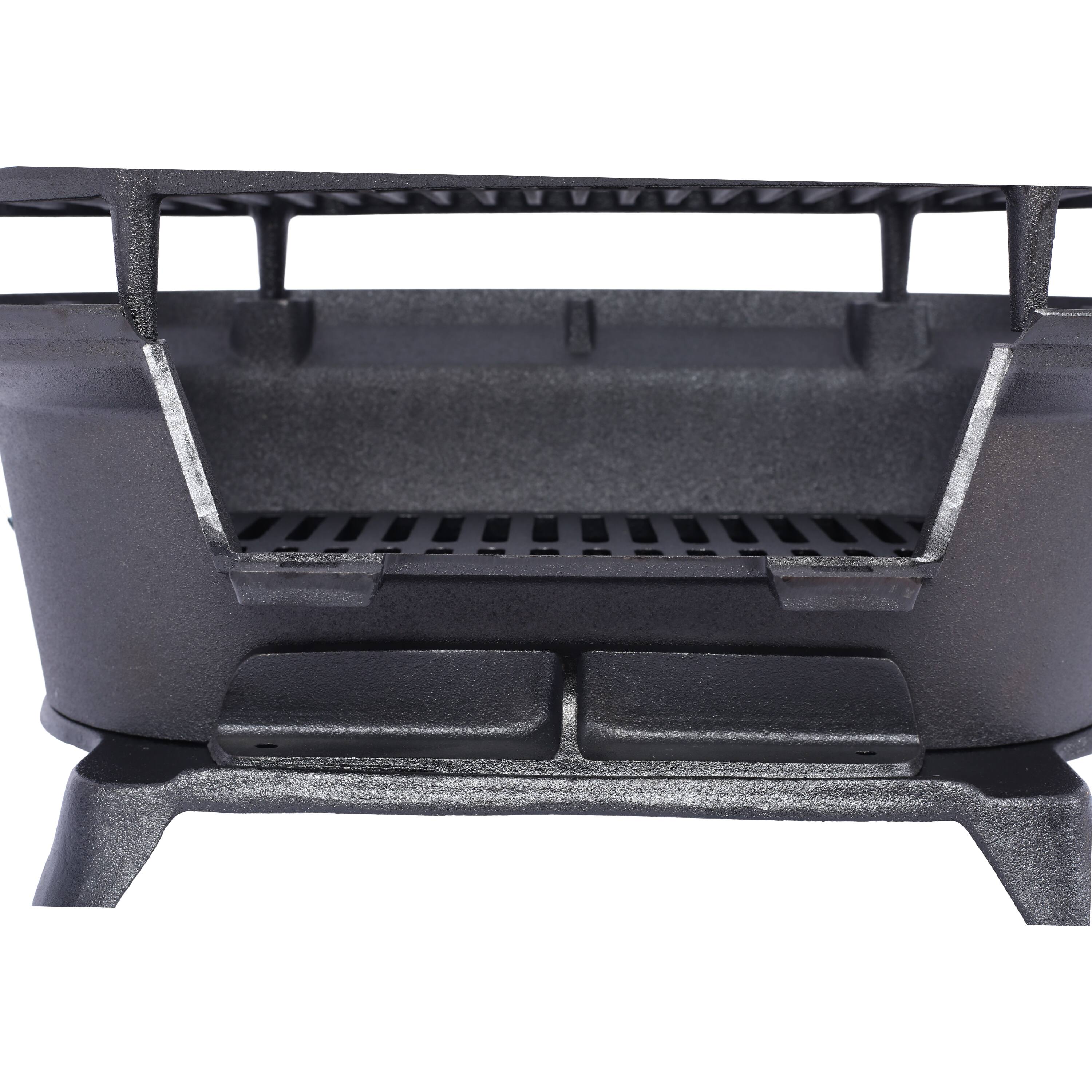 Alt View 2. COWLOWN - Oval Cast Iron Portable Charcoal Grill Tabletop Skillet Durable Small Camping Hibachi Black.