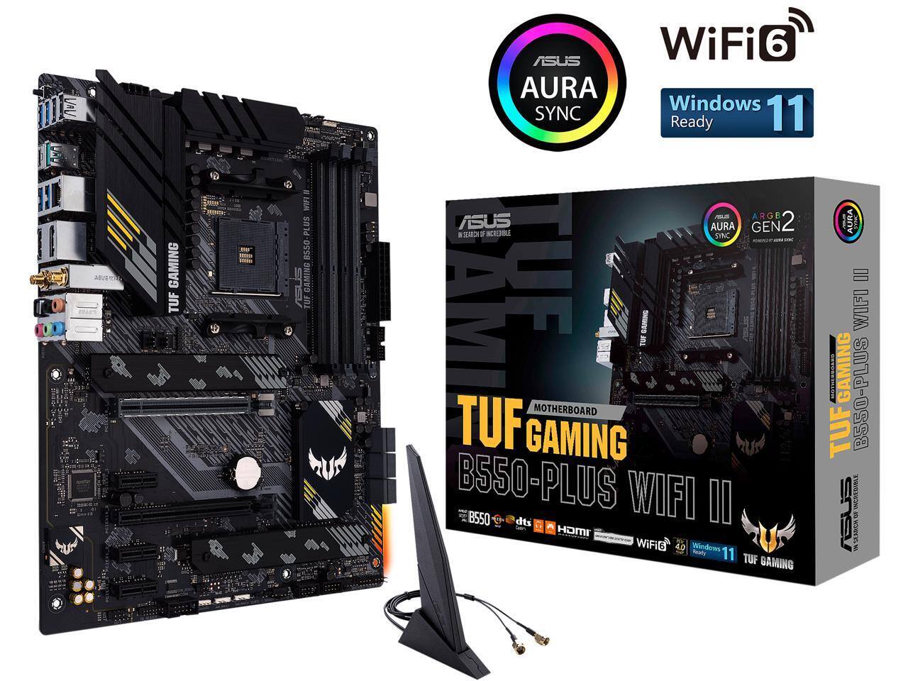 ASUS TUF GAMING B550-PLUS WIFI II  
ASUS AURA SYNC  
Windows 11 Ready  
ASUS AURA GEN 2  
RGB  
WiFi 6  
TUF GAMING