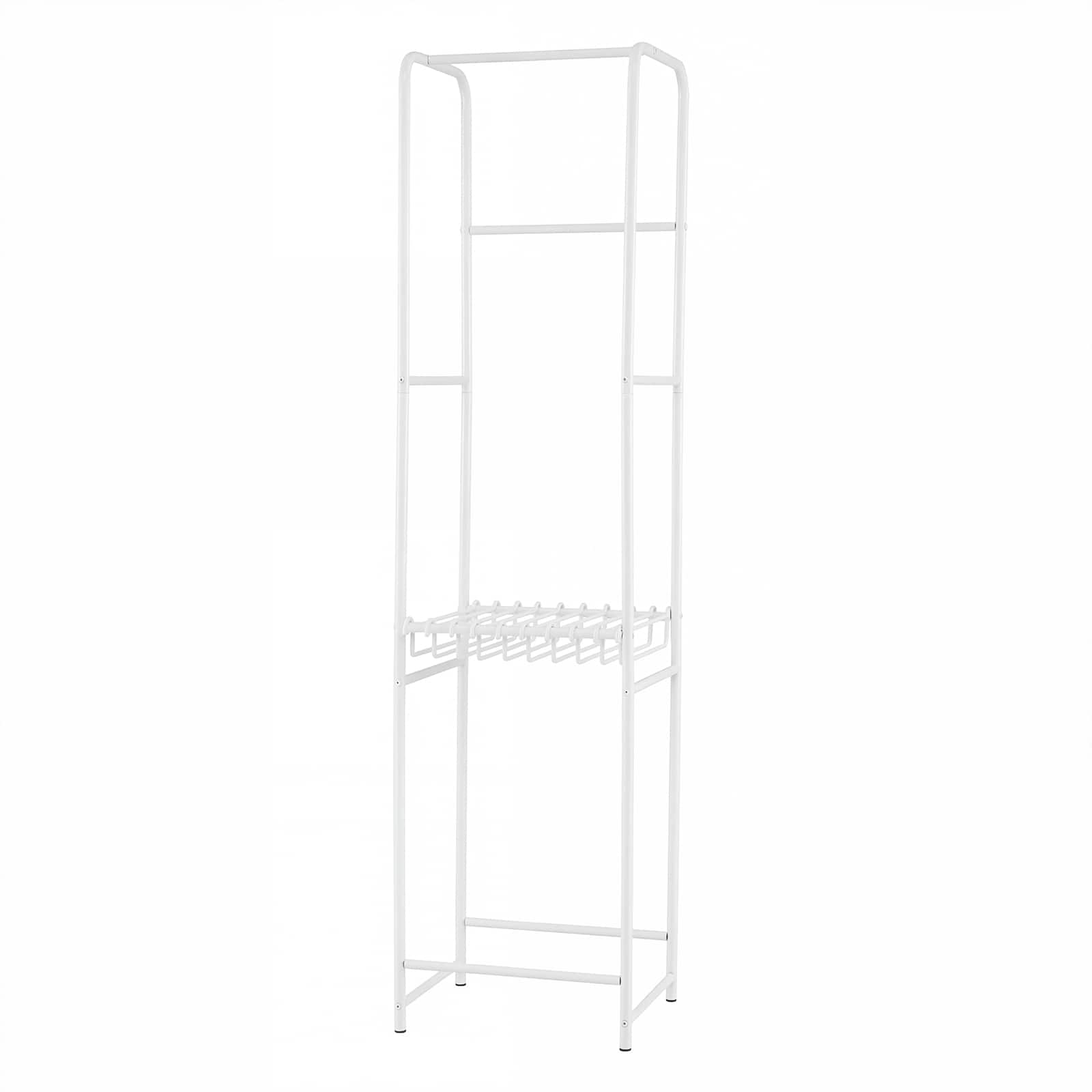 Gymax - Narrow Clothes Rack Heavy Duty Metal Garment Rack w/ Removable Pants Hangers - White