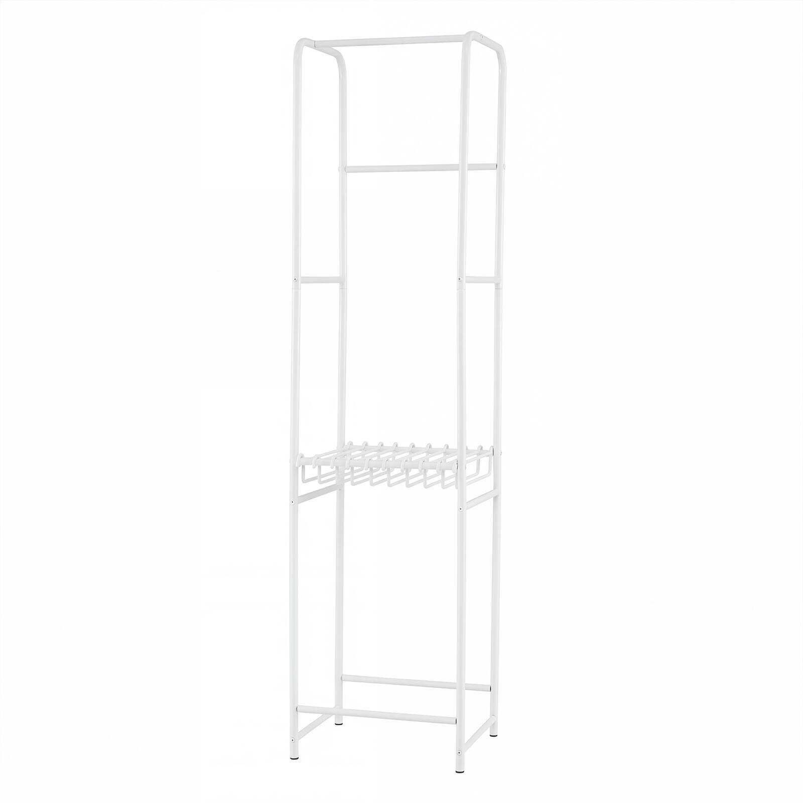 Front. Gymax - Gymax Narrow Clothes Rack Heavy Duty Metal Garment Rack w/ Removable Pants Hangers - White.
