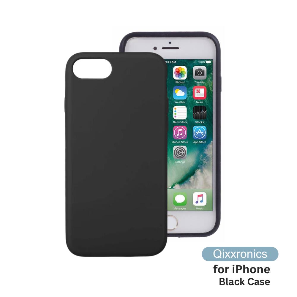 Qixxronics - Mobile Phone Cover for iPhone 7 / 8 Silicone Case Shock-Absorbent Protective Phone Cover - Black
