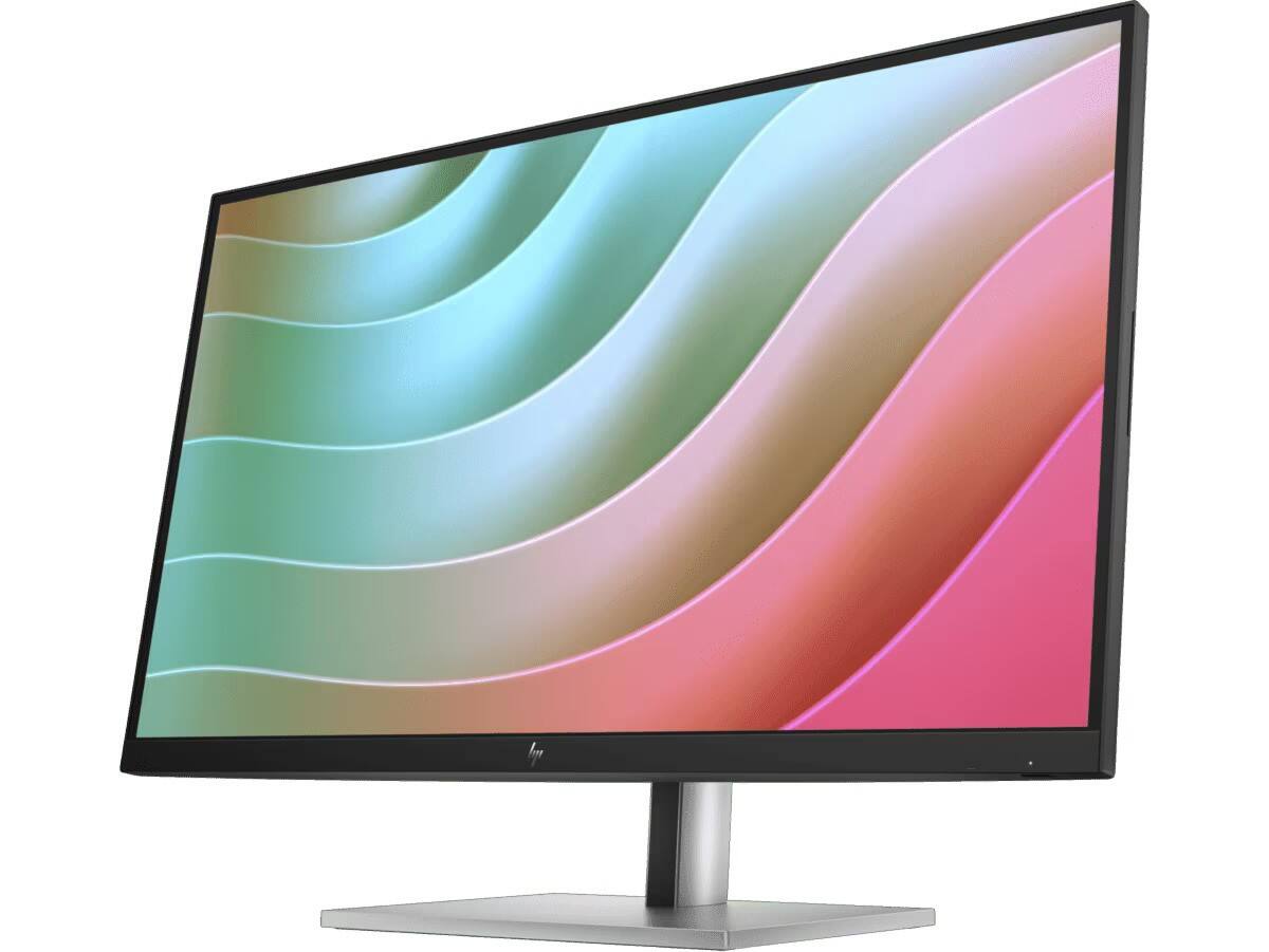 Back. HP - HP E27k G5 27" 4K UHD IPS USB-C Monitor, Anti-Glare, Black/Silver(6N4C4AA#ABA)2Pack w/DKZ Hub & ErgoFlexy Dual Mount Arm - Black/Silver.